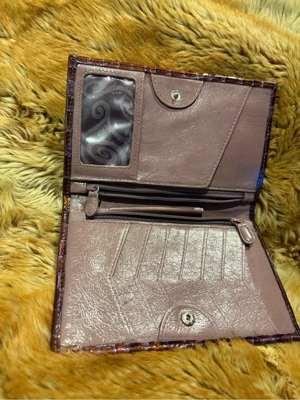 Vintage Brighton Jetson Croc-Embossed Patent Leather Wallet